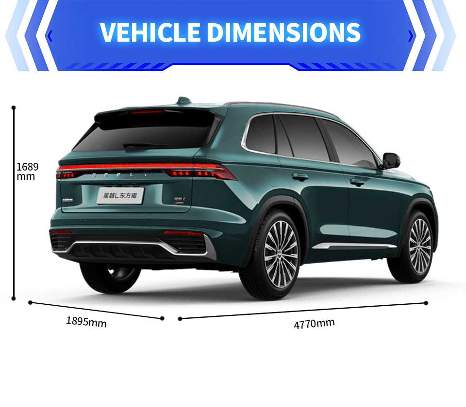 dimensions of Geely Monjaro 2025 2.0TD Automatic 4WD Petrol SUV