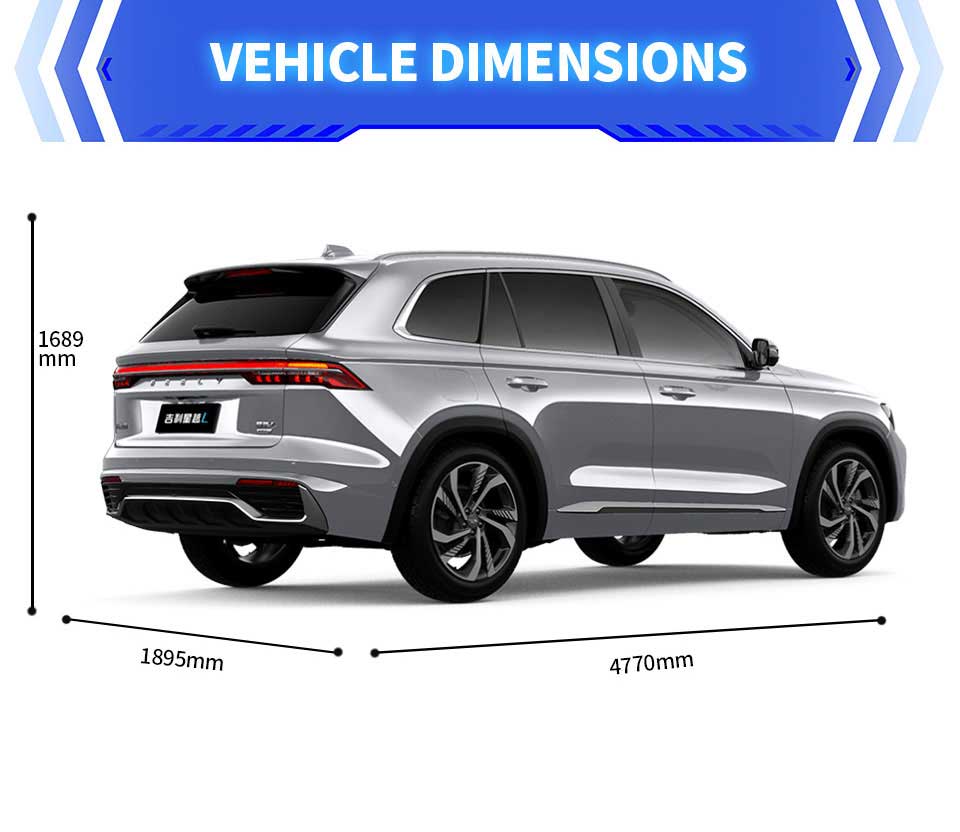 dimensions of Geely Monjaro 2025 2.0TD 2WD Luxury Fuel Compact SUV