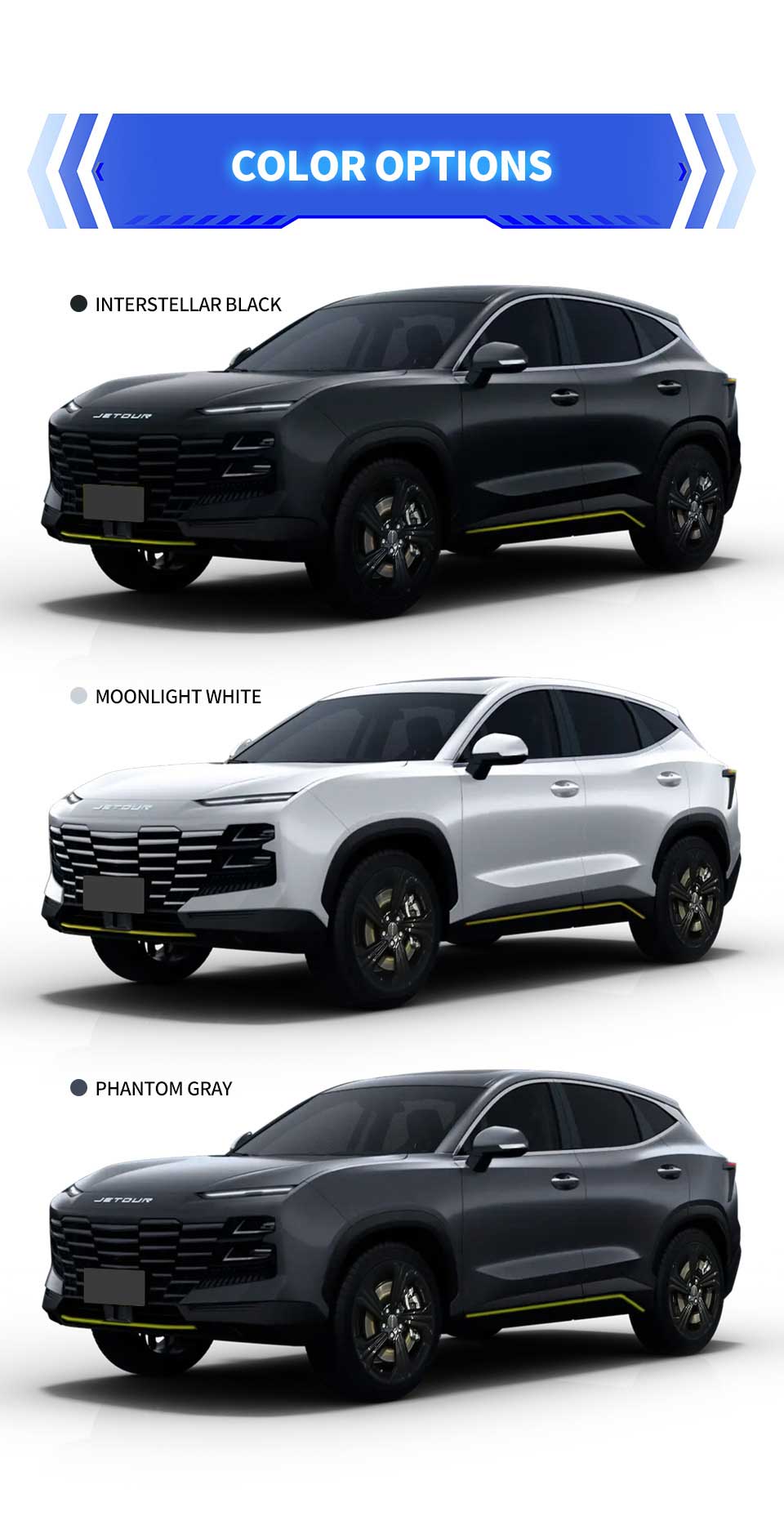 colors of Jetour Dashing 2025 1.5T Transcendence Petrol Crossover SUV