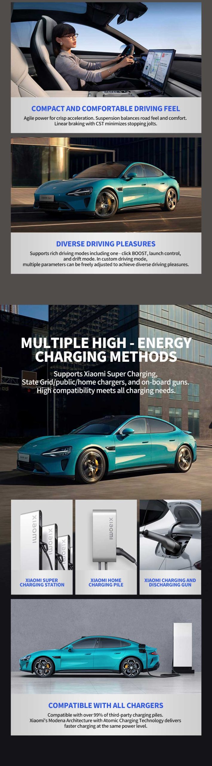 driving and charging of 2024 Xiaomi SU7 800km AWD Intelligent Sedan