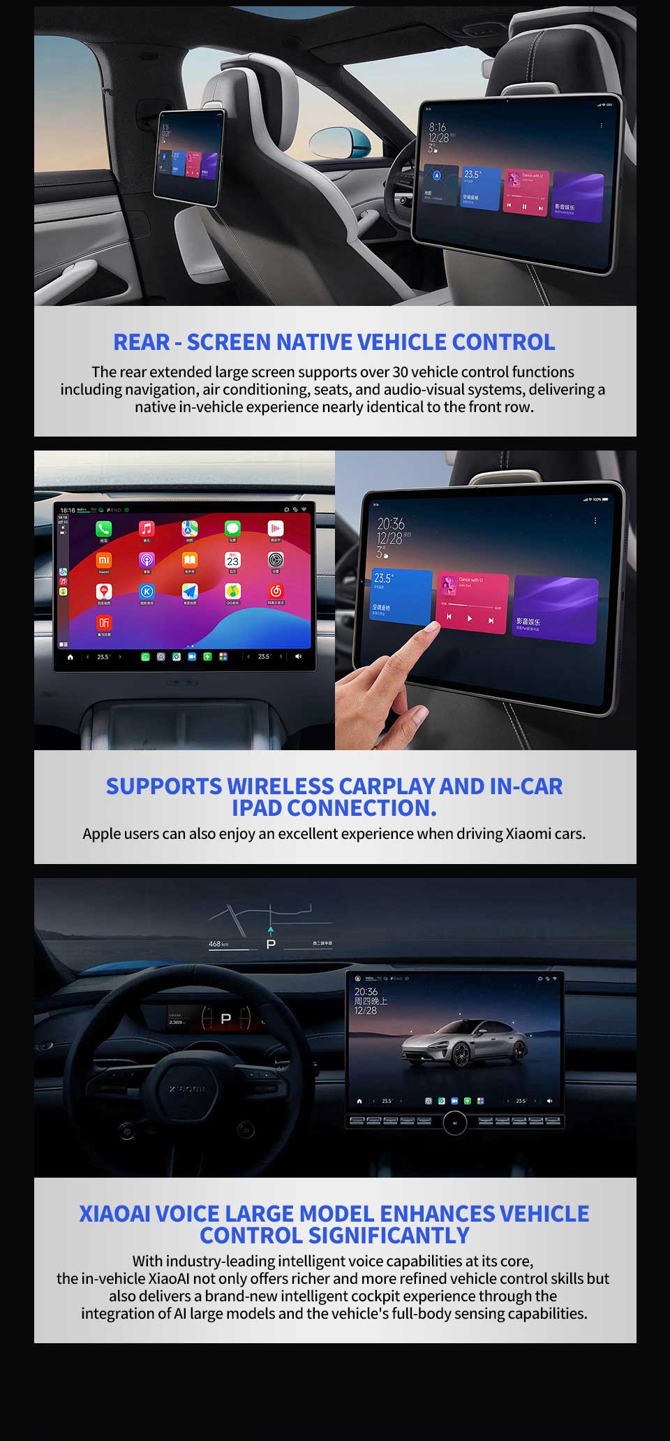 entertainment system of 2024 Xiaomi SU7 800km AWD Intelligent Sedan
