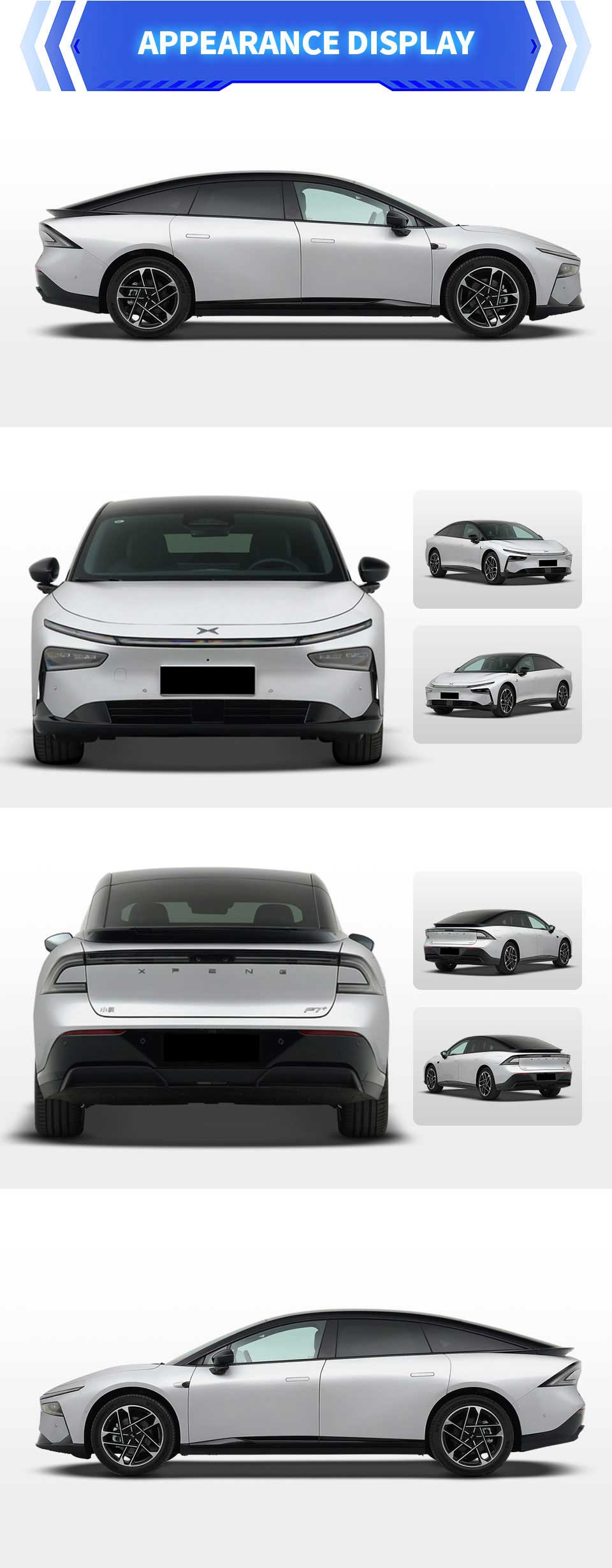 exterior of 2025 XPENG P7+ Ultra Electric Sedan Car