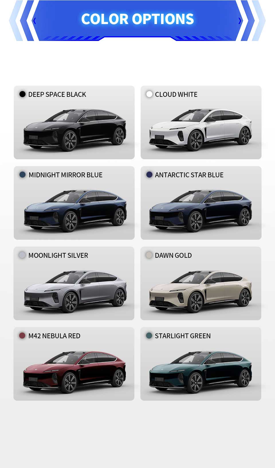 colors of NIO ET9 2025 Executive Luxury Electric Sedan Car