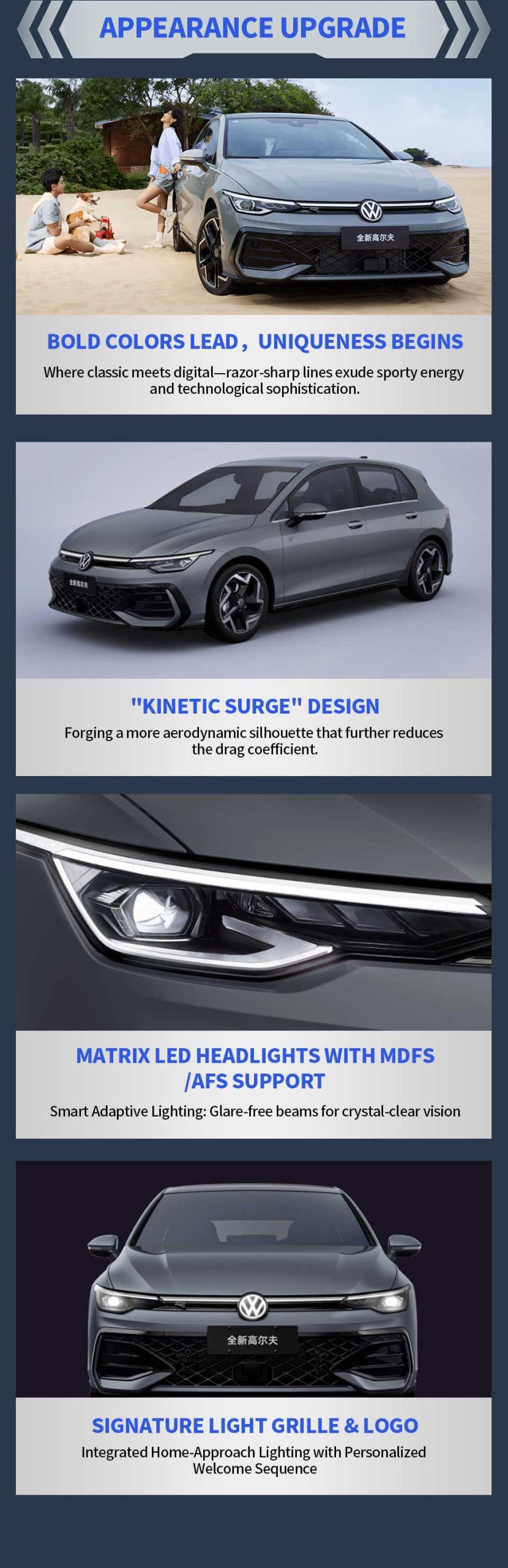 appearance upgrade of Volkswagen Golf 2025 300TSI R-Line Petrol Compact Sedan Car