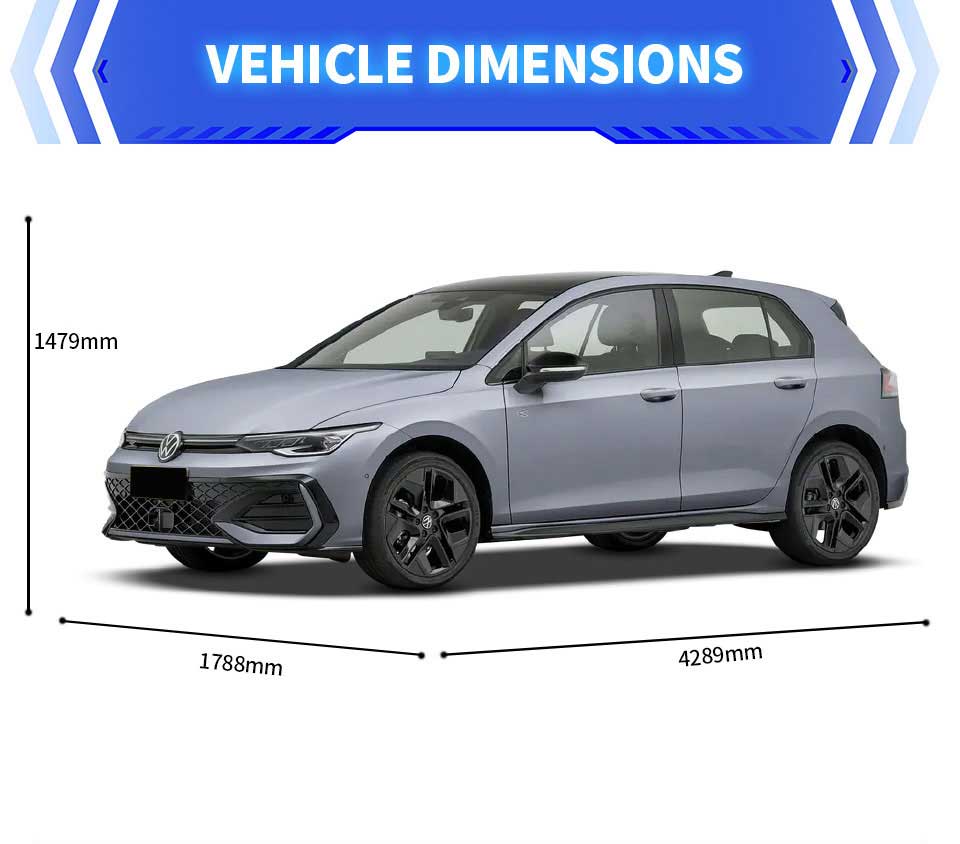 dimensions of Volkswagen Golf 2025 300TSI R-Line Petrol Compact Sedan Car