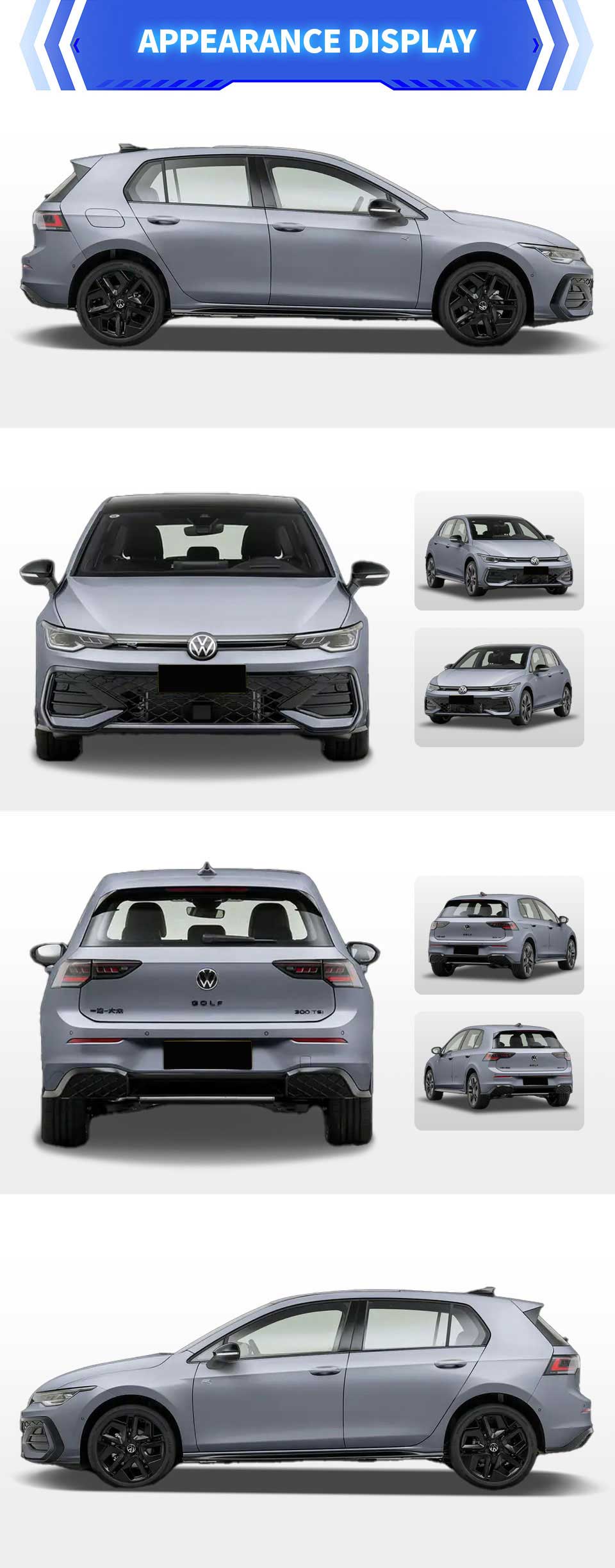 exterior of Volkswagen Golf 2025 300TSI R-Line Petrol Compact Sedan Car