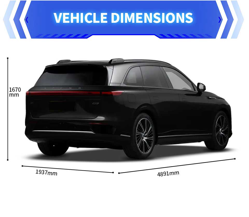 dimensions of XPENG G9 2025 680km Range FWD SUV