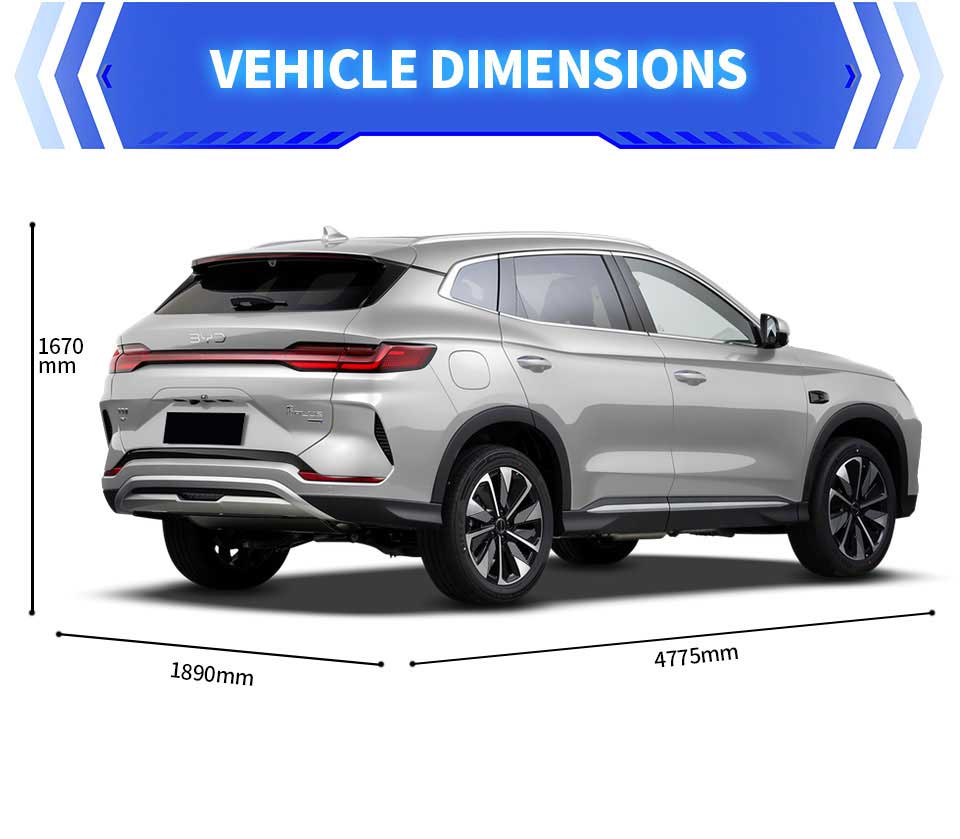 dimensions of 2025 BYD SONG PLUS Dm-i 112km honor model