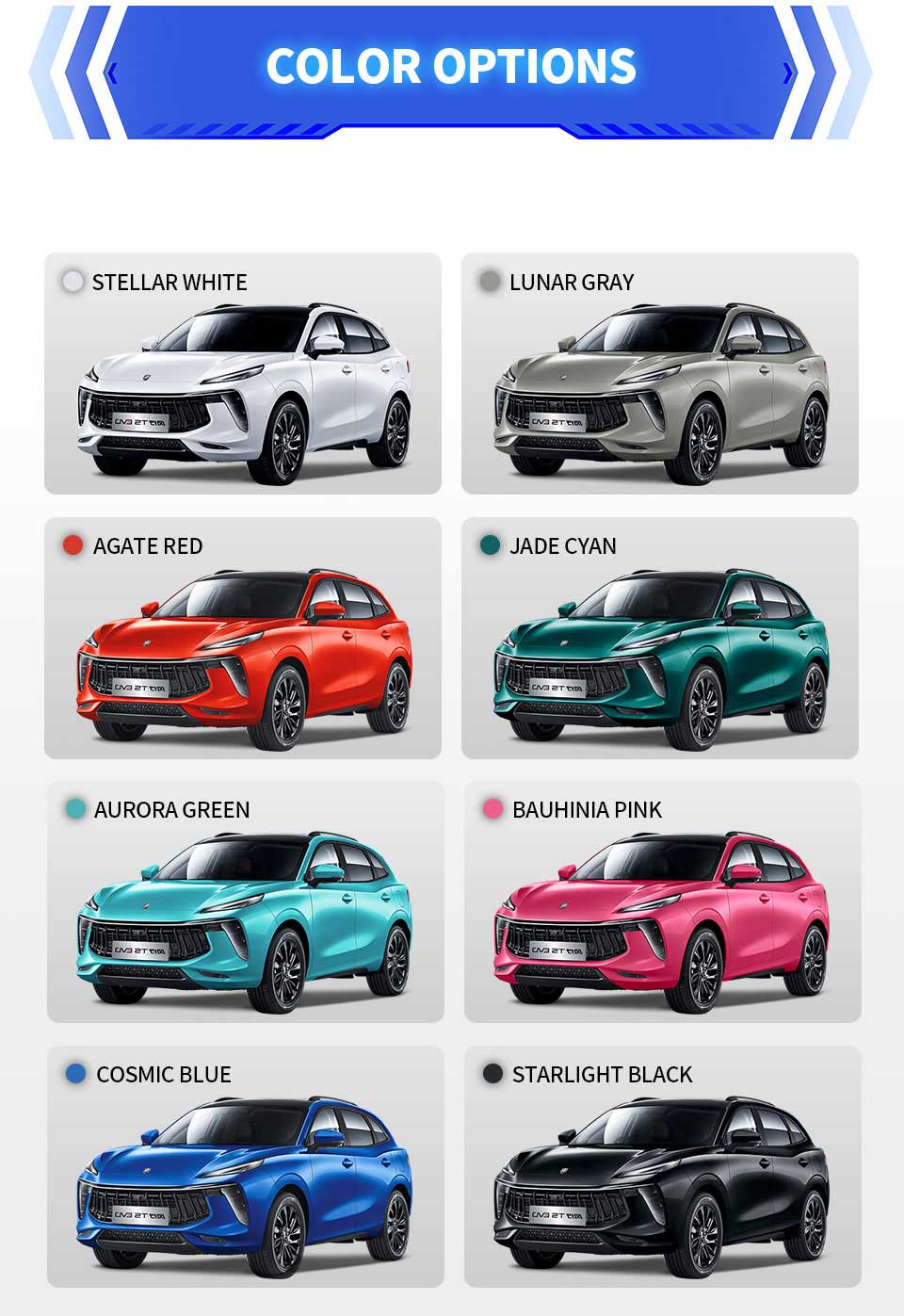 colors of 2025 Dongfeng Forthing T5 EVO Luxury Edition