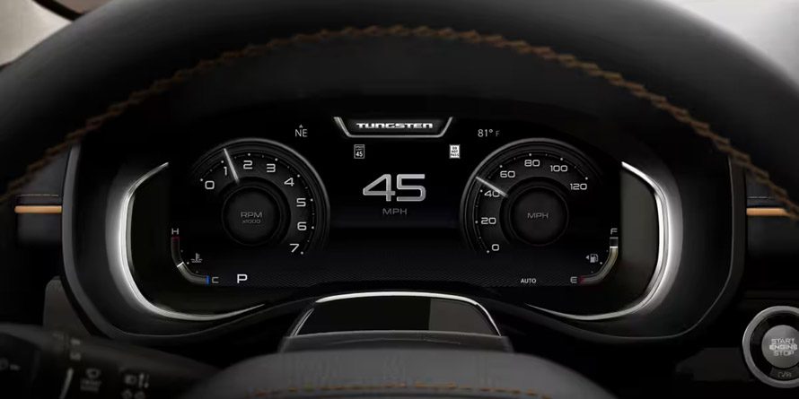 Display A close-up of the Digital Cluster Display in the 2026 Ram 1500 Tungsten