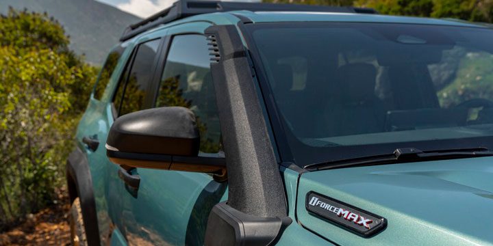 Close-up of the rearview mirror of the 2025 Toyota 4Runner Trailhunter