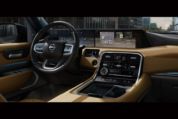 2026 Nissan Armada NISMO interior view showing seamless dual displays