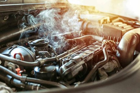 Overheating and smoking car engine