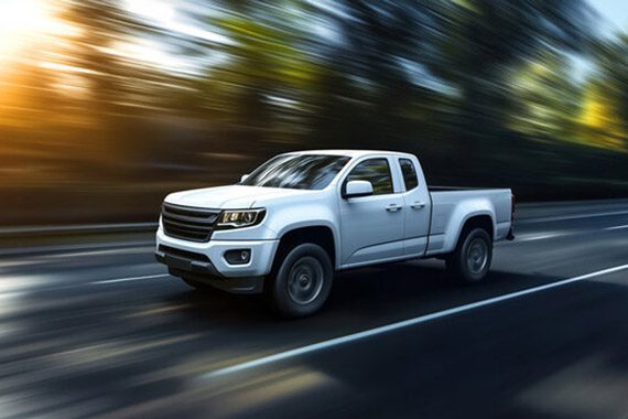 Pickup trucks driving on the highway