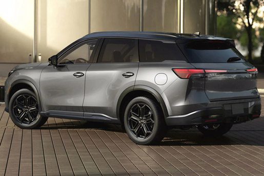 Rear three-quarter view of a 2026 INFINITI QX60