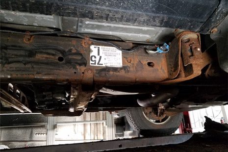 Some rust on the car chassis