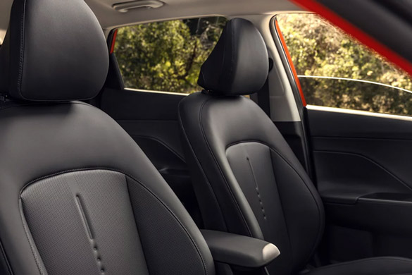 Close-up of the front seats in the 2026 Hyundai Kona