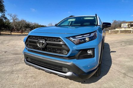 Close-up of the headlights of the 2023 Toyota RAV4 TRD Off-Road