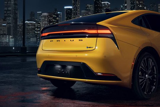 Close-up of the rear of the 2026 Toyota Prius Nightshade Edition