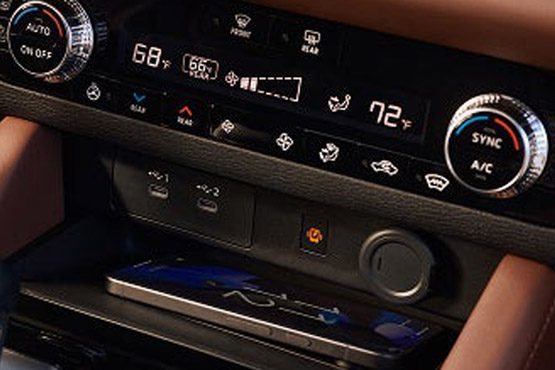 Close up off the wireless charging station in the 2026 Mitsubishi Outlander SUV