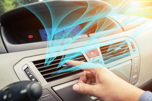 Diagram of airflow from car air conditioning vents in hot weather