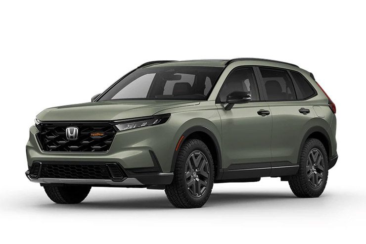 Three-quarter view of the front side of the 2026 CR-V AWD TrailSport Hybrid