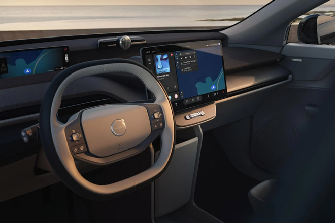 2027 Volvo EX60 steering wheel and center console display