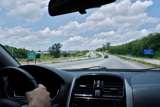 Actively look into the distance while driving