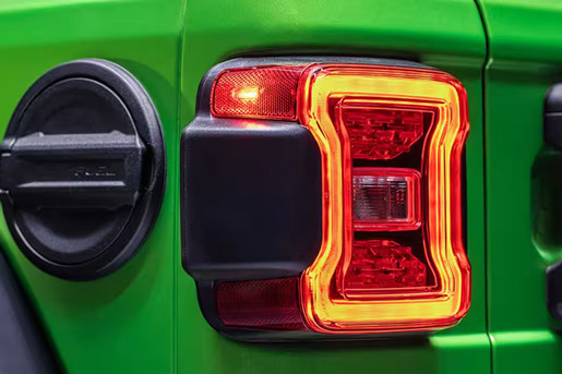 Close-up of the taillights of the 2026 Jeep Wrangler