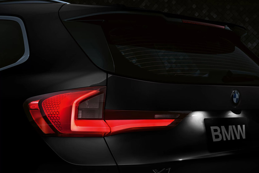 Close-up on the 2026 BMW X1's L shaped rear lights