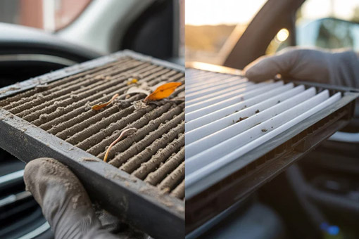 Comparison of new and old car air filters