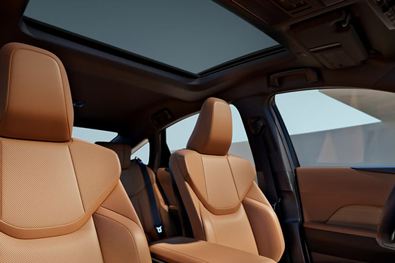 Close-up of the front seats in the 2026 Lexus ES 350e Luxury