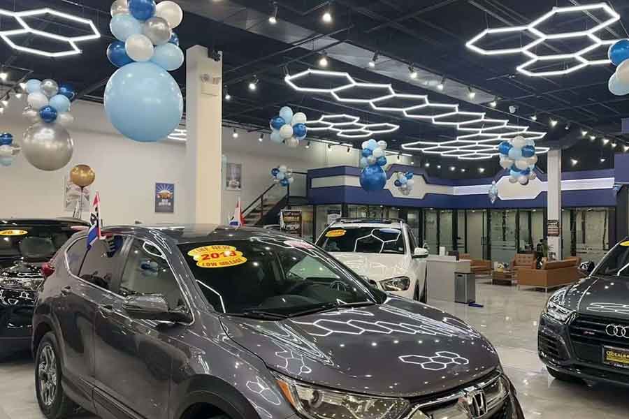 New cars for sale in the showroom