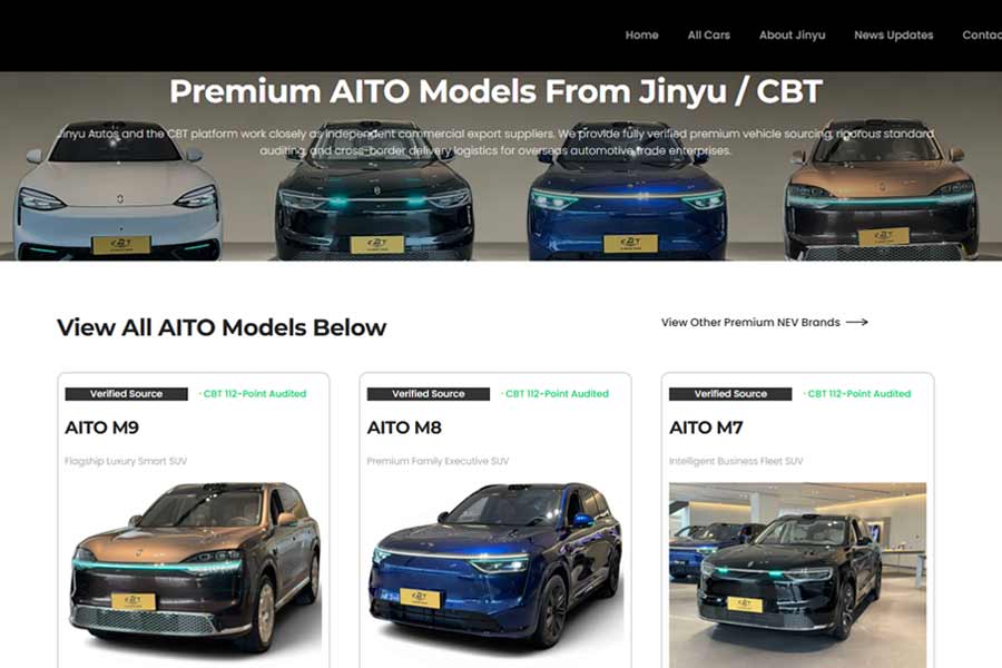 Jinyu High-End New Energy Vehicle Export AITO Model List Page