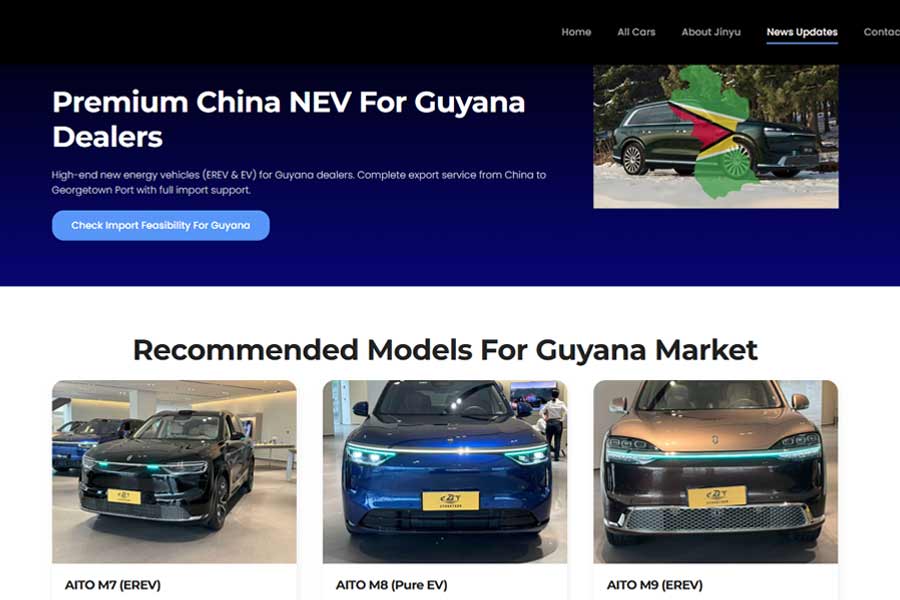 Jinyu High-End New Energy Vehicle Export Guyana Country Page